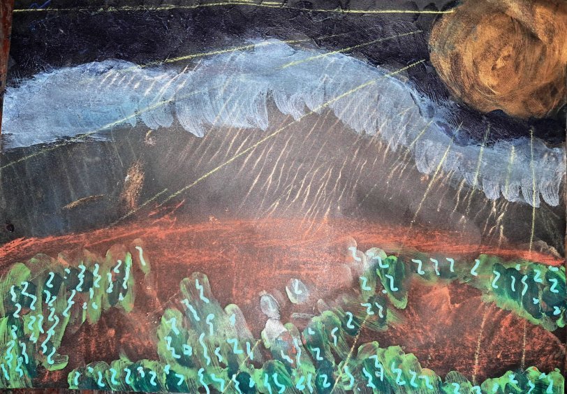 Abstract painting: The World Was Still Listening